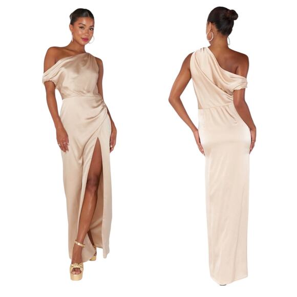 NWT Show Me Your Mumu Jodie Satin Wedding Dress Champagne Color Size Large